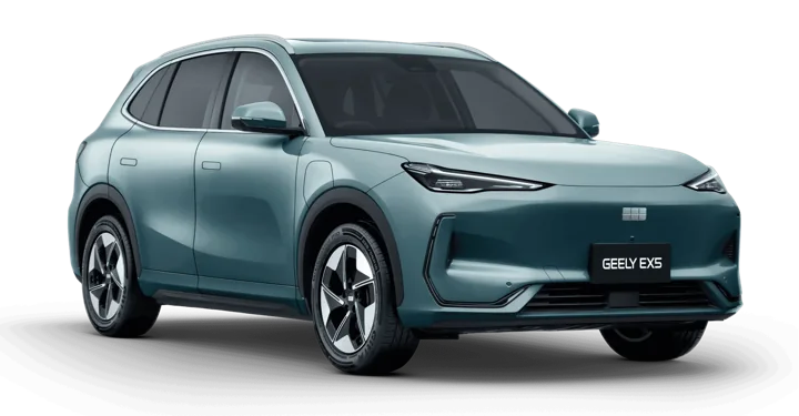 Geely EX5 tampak tiga perempat depan
